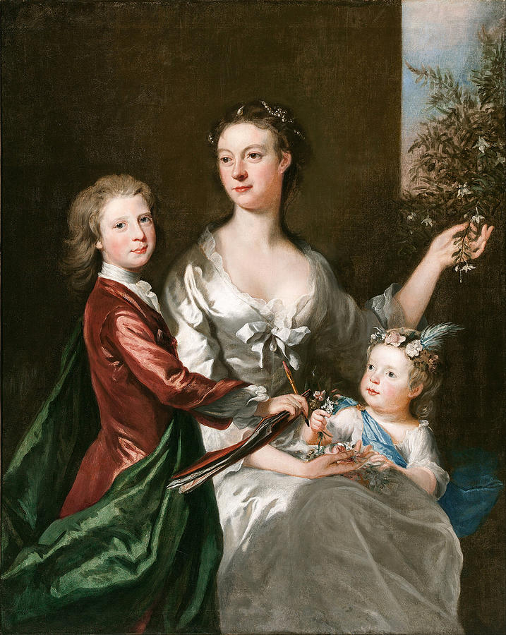 The Artists wife Susanna, Son Anthony and Daughter Susanna #2 Painting by Joseph Highmore