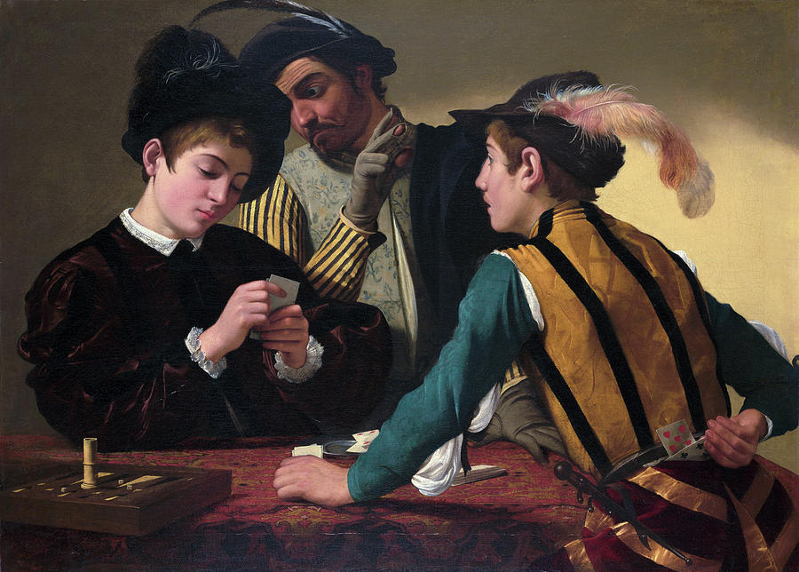 Caravaggio Painting - The Cardsharps #2 by Caravaggio