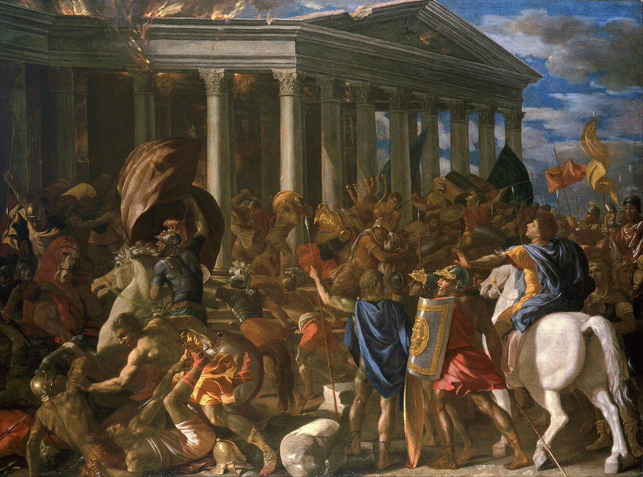 Nicolas Poussin Painting - The Destruction and Sack of the Temple of Jerusalem #2 by Nicolas Poussin