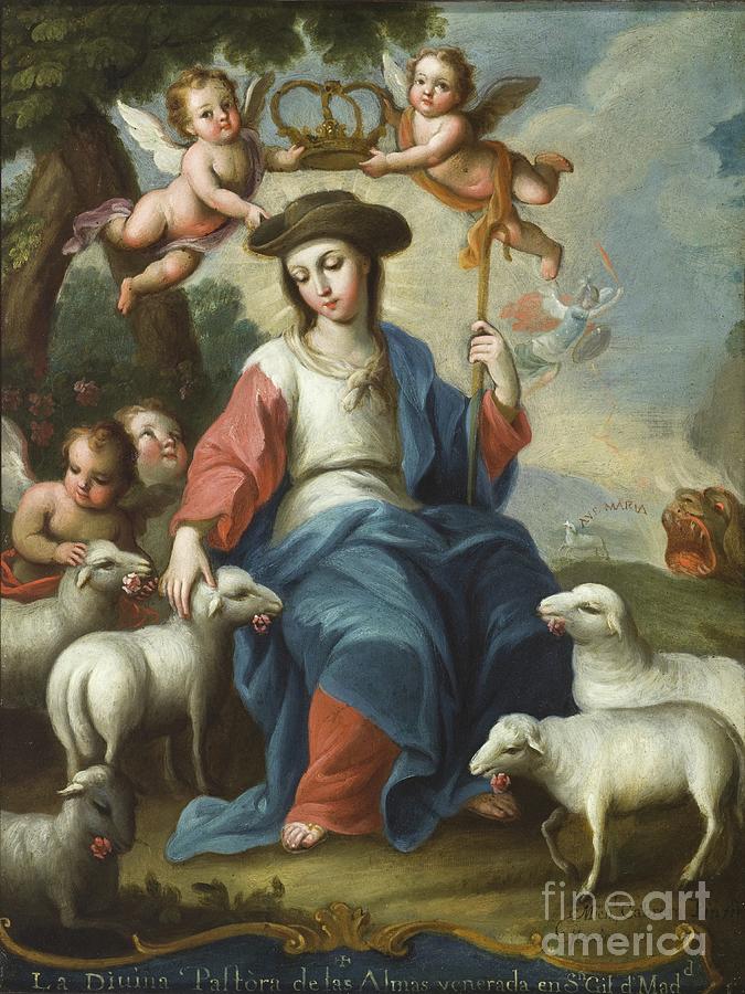 Animal Painting - The Divine Shepherdess by Miguel Cabrera