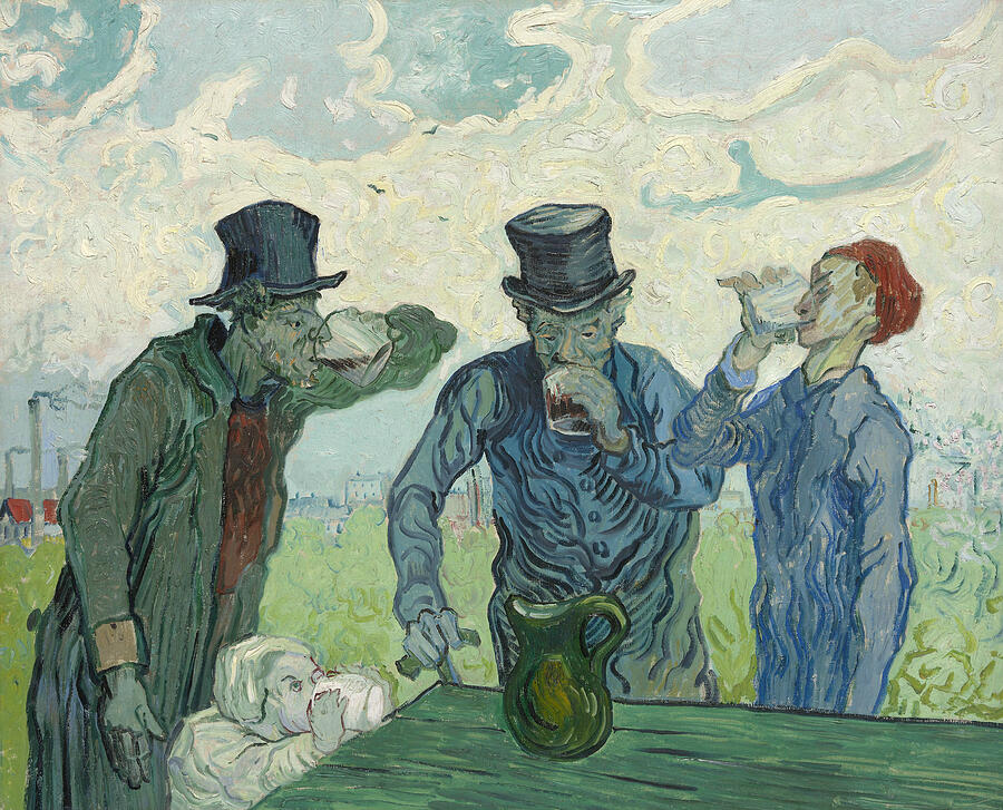 The Drinkers, from 1890 Painting by Vincent van Gogh