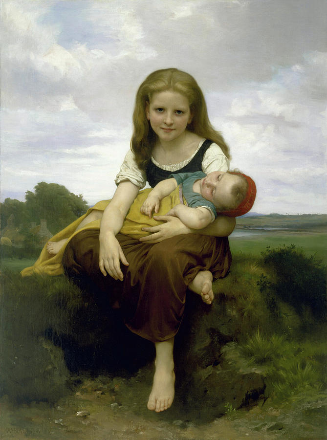 William Adolphe Bouguereau Painting - The Elder Sister #2 by William-Adolphe Bouguereau