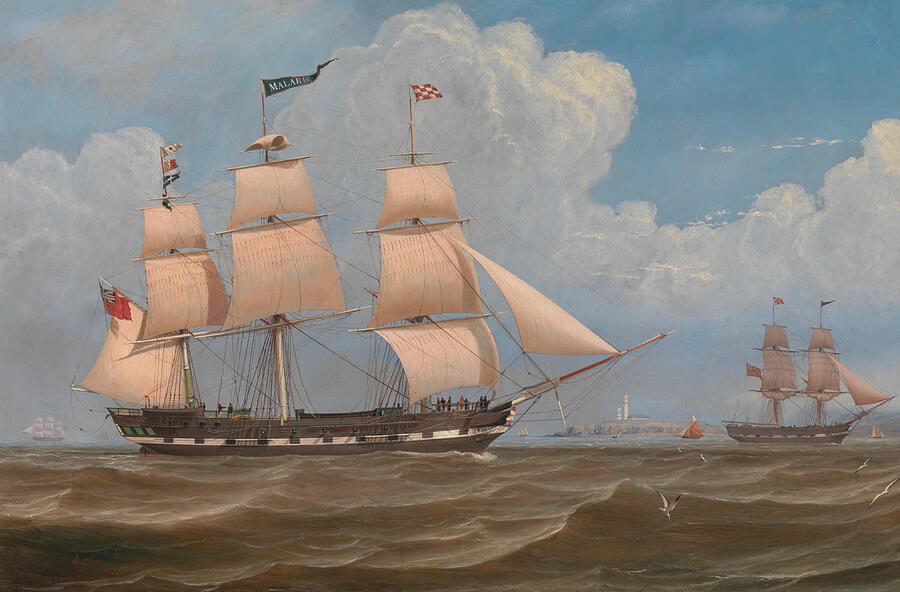The English Merchant Ship Malabar #2 Painting by William Clark