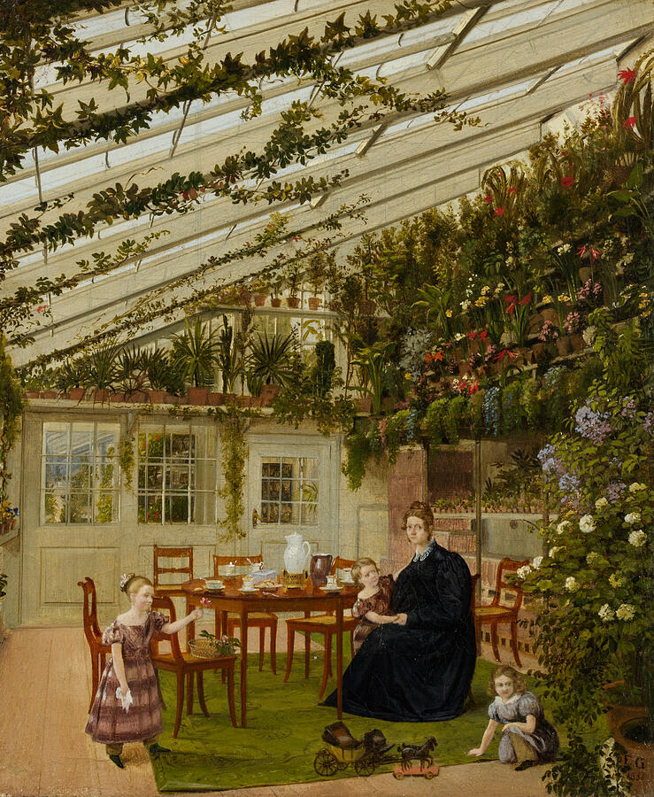 The Family of Mr. Westfal in the Conservatory, from 1836 Painting by Eduard Gaertner