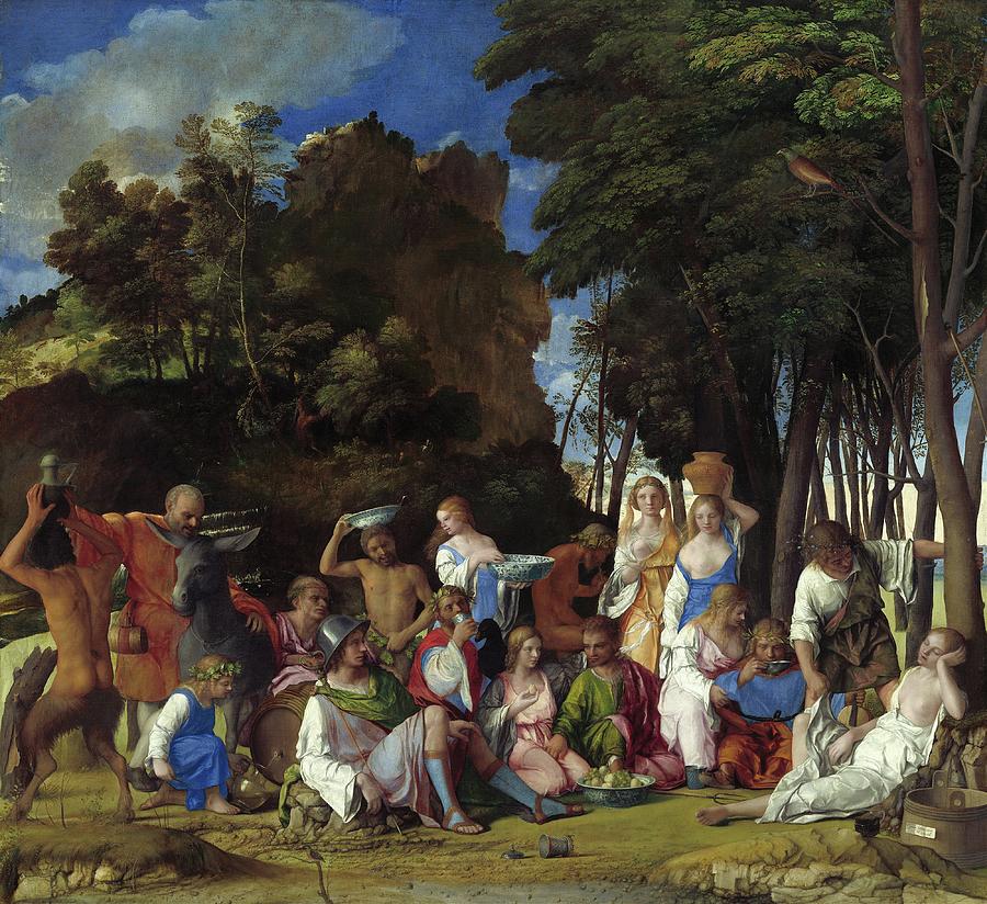 Landscape Painting - The Feast Of The Gods by Giovanni Bellini And Titian