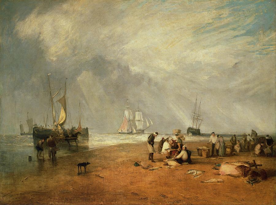 Fish Painting - The Fish Market At Hastings Beach by Joseph Mallord William Turner