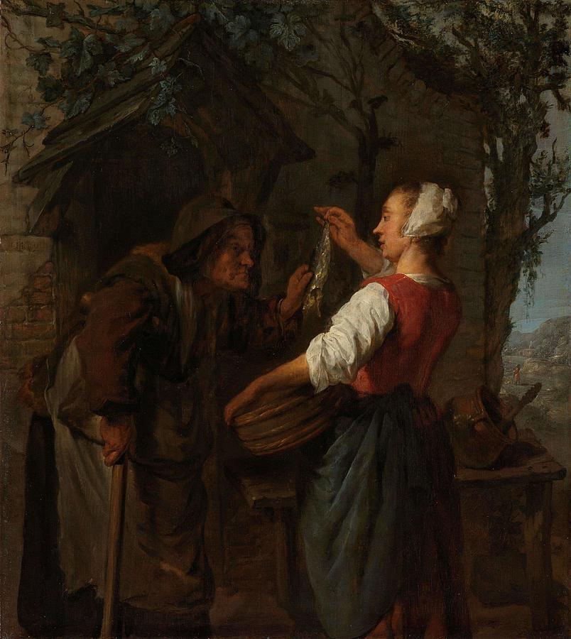 The Herring-Seller. #2 Painting by Gabriel Metsu The Herring-Seller. #2 Painting by Gabriel Metsu