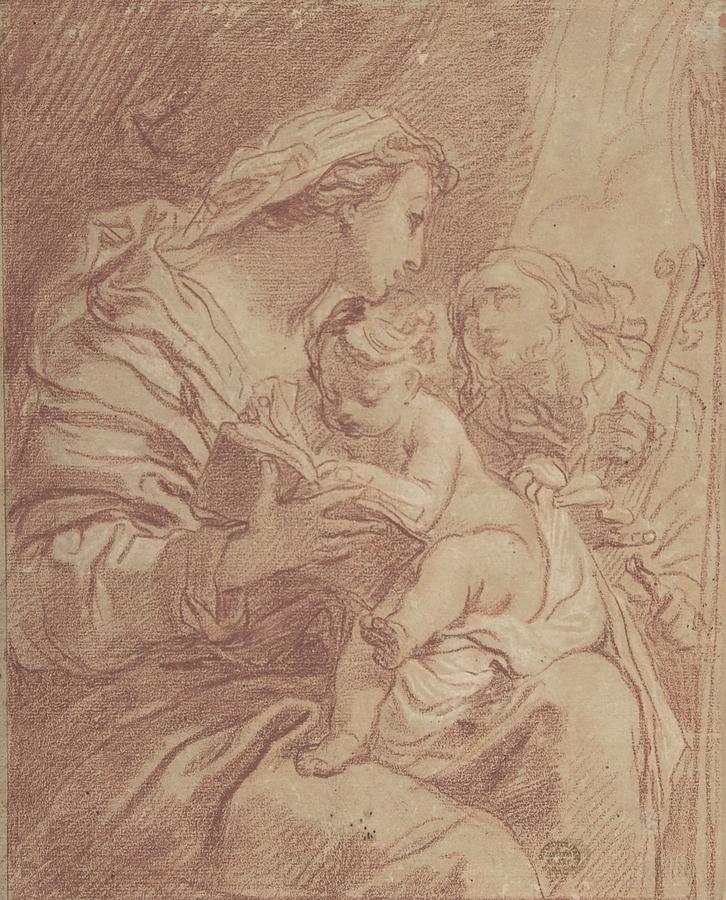 Madonna Drawing - The Holy Family by Gaetano Gandolfi