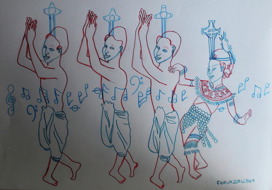 The Holy Trinity And  Mary  Mother of God  Lord of The Dance As Sung By Many A Choir Asia #2 Painting by Gloria Ssali