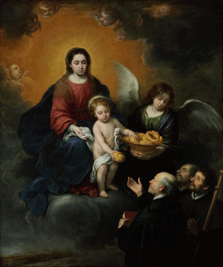 Bartolome Esteban Murillo Painting - The Infant Christ Distributing Bread to the Pilgrims #2 by Bartolome Esteban Murillo
