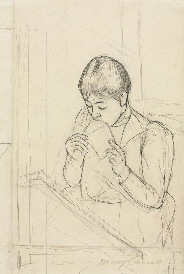 Vintage Drawing - The Letter by Mary Cassatt