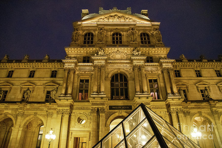 The Louvre Paris France The Pyramid at Night Architecture #2 Photograph by Wayne Moran