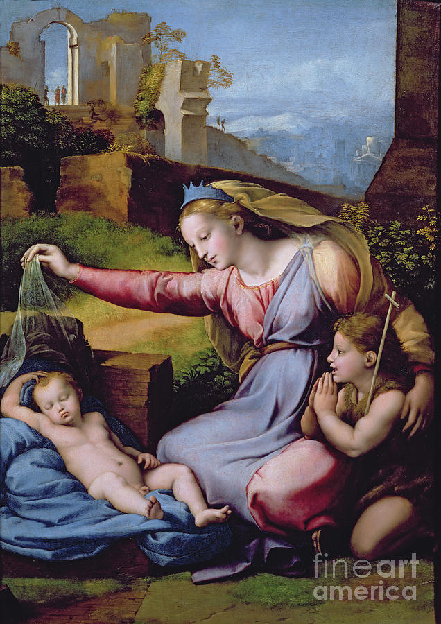 John The Baptist Painting - The Madonna Of The Blue Diadem Or The Madonna Of The Veil by Raphael
