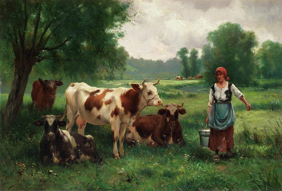 Julien Dupre Painting - The Milkmaid #2 by Julien Dupre