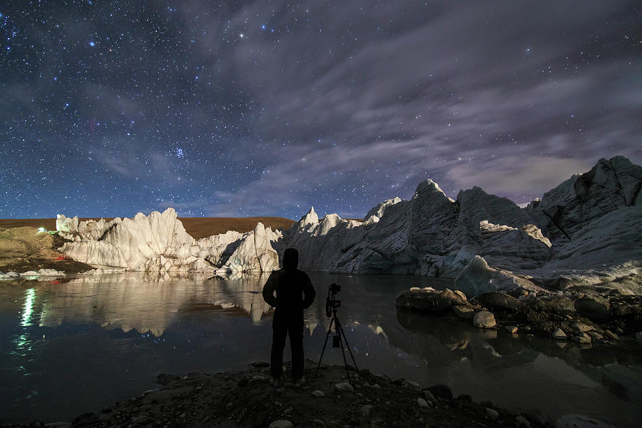 The Night Sky Above A Glacier #2 Photograph by Jeff Dai