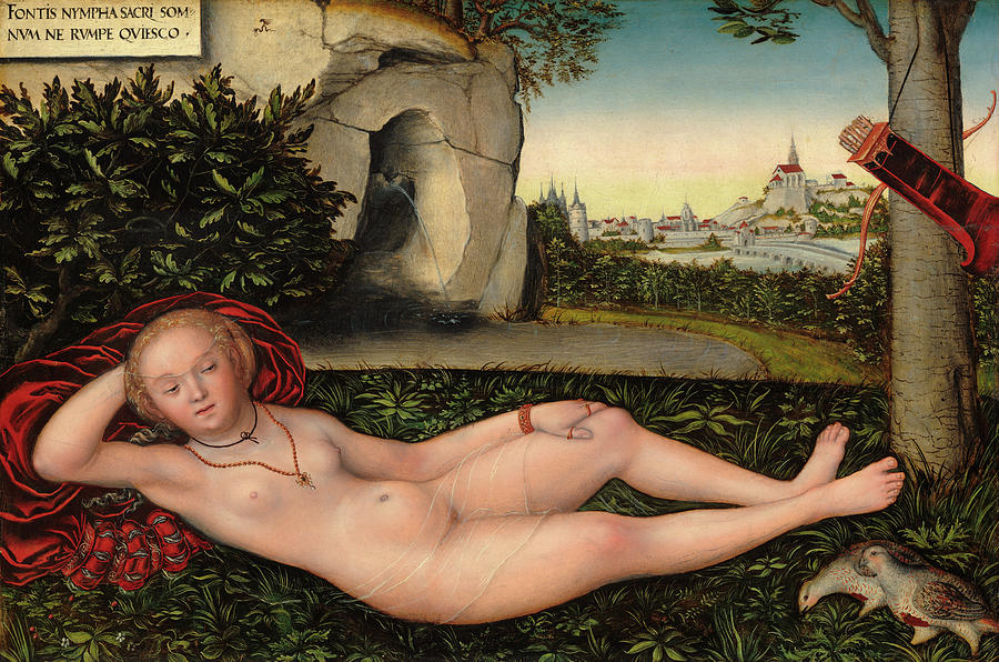 Animal Painting - The Nymph of the spring #2 by Lucas Cranach the Elder