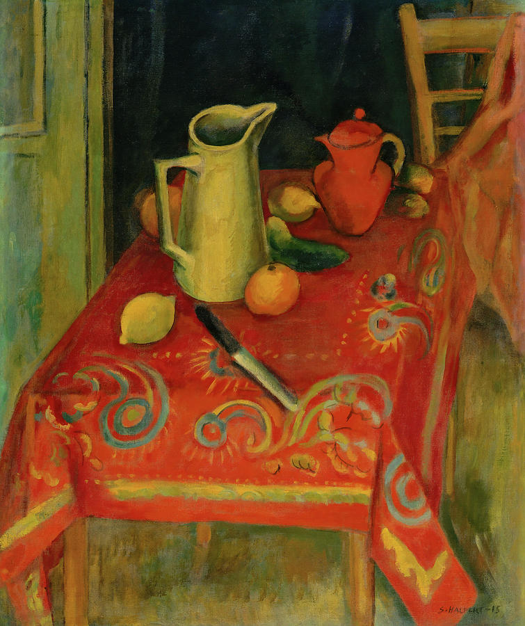 The Red Tablecloth. #2 Painting by Samuel Halpert