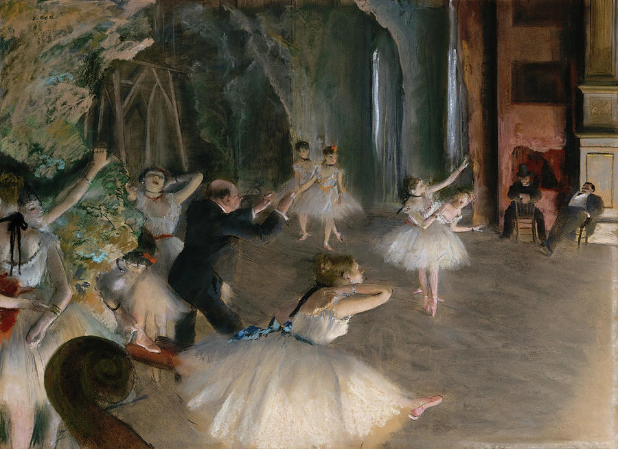 The Rehearsal Onstage. #2 Painting by Edgar Degas The Rehearsal Onstage. #2 Painting by Edgar Degas