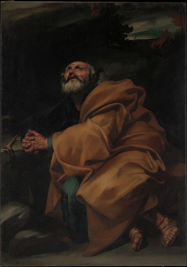 Old Man Painting - The Tears Of Saint Peter by Jusepe De Ribera