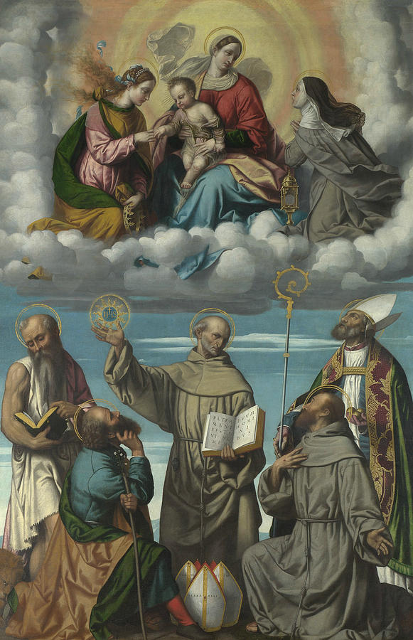 The Virgin and Child with Saint Bernardino and Other Saints by Moretto da Brescia The Virgin and Child with Saint Bernardino and Other Saints by Moretto da Brescia