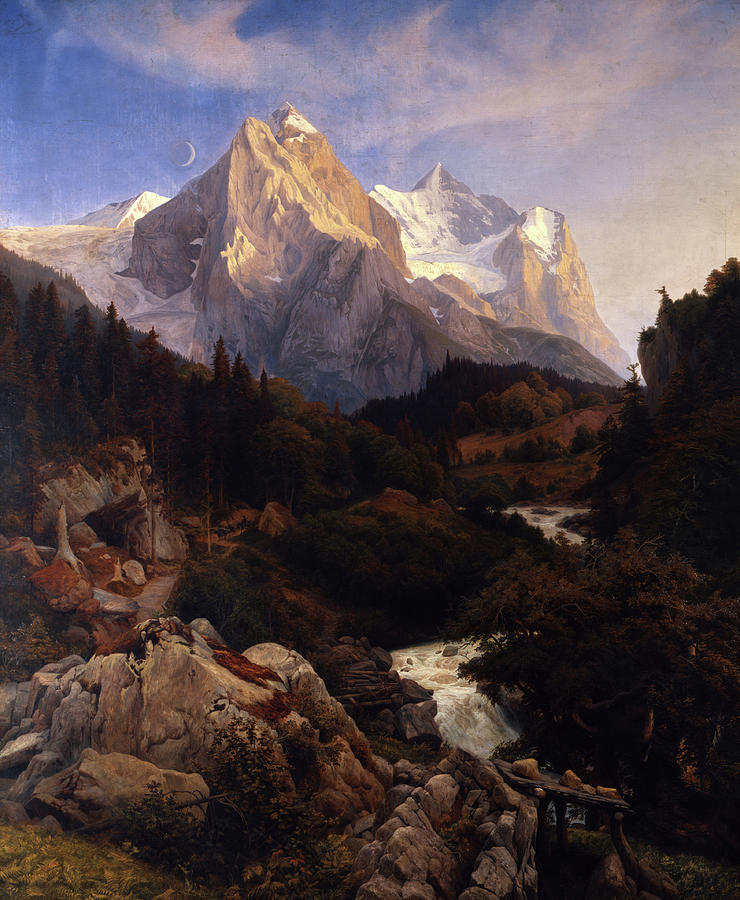 Mountain Painting - The Wetterhorn #2 by Johann Wilhelm Schirmer