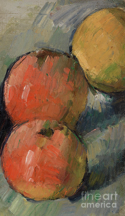Three Apples Painting by Paul Cezanne