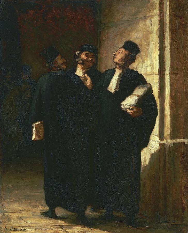 Three Lawyers Painting by Honore Daumier Three Lawyers Painting by Honore Daumier