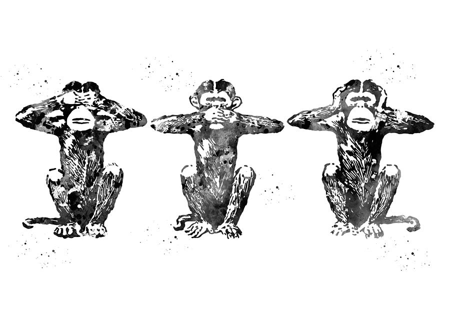 three wise monkeys drawing