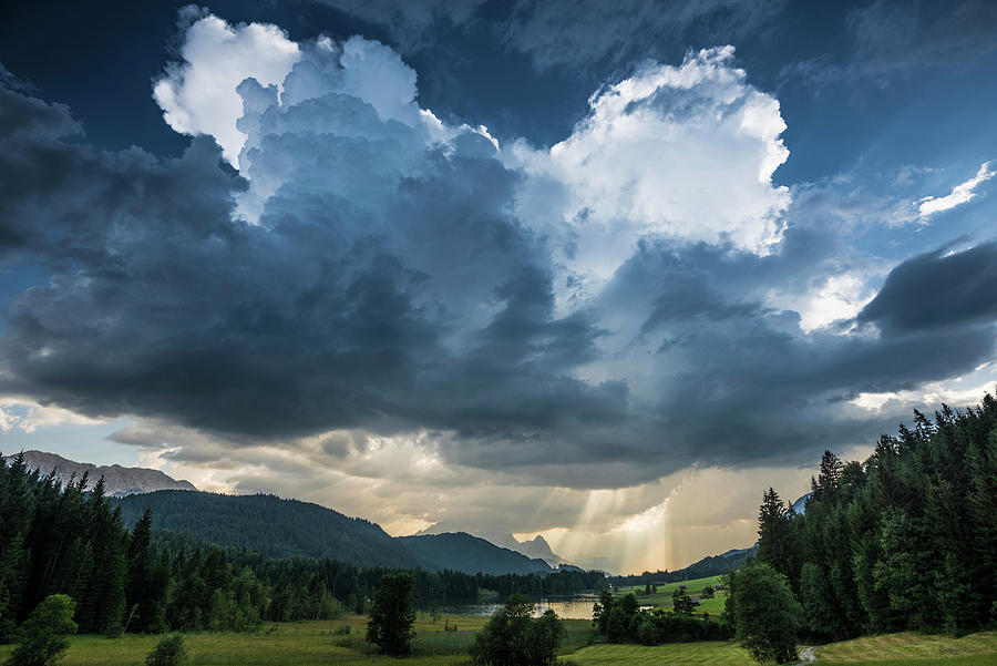 Thunderstorm, Geroldsee, Wagenbruechsee, Kruen, Near Garmisch-partenkirchen, Upper Bavaria, Bavaria, Germany #2 Photograph by Daniel Schoenen Fotografie