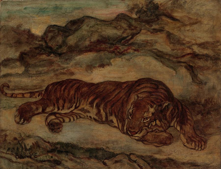 Tiger Painting - Tiger In Repose by Antoine-louis Barye