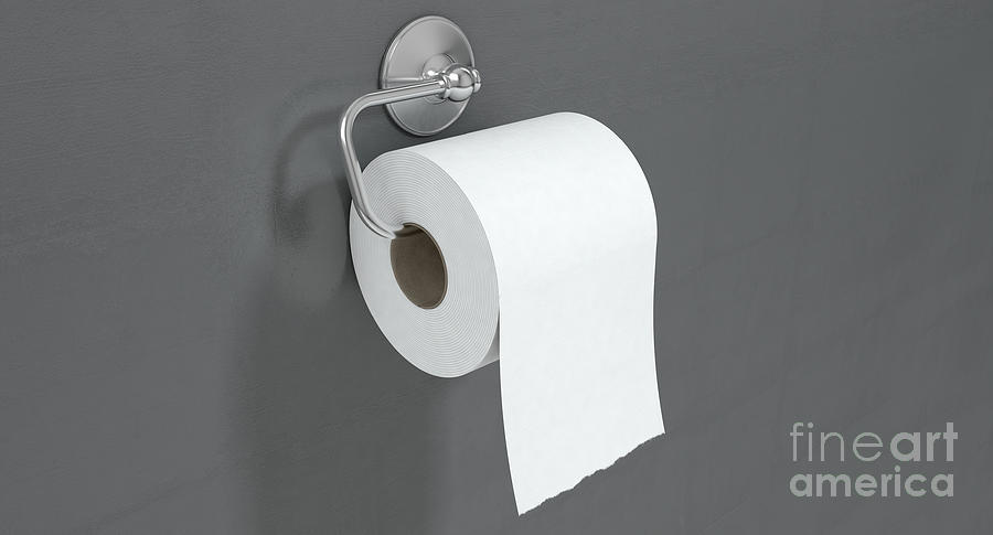 Toilet Digital Art - Toilet Roll On Chrome Hanger by Allan Swart Toilet Digital Art - Toilet Roll On Chrome Hanger by Allan Swart