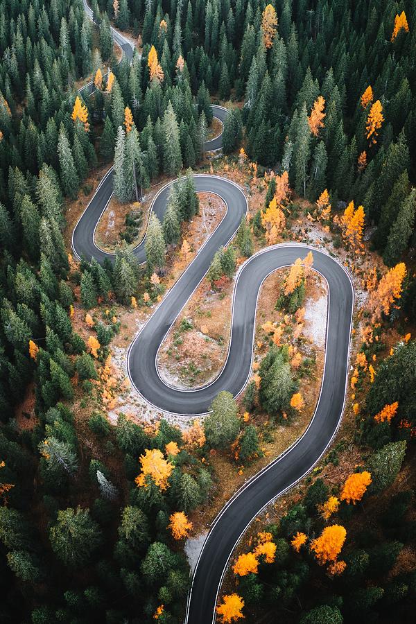 Nature Photograph - Top Aerial View Of Famous Snake Road #2 by Ivan Kmit