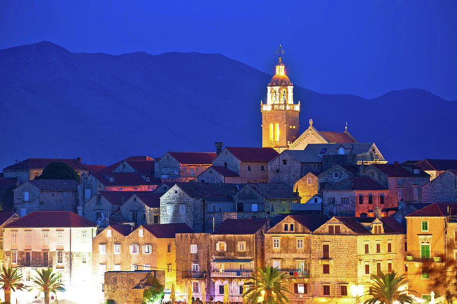 Town of Korcula panoramic evening view #2 Photograph by Brch Photography