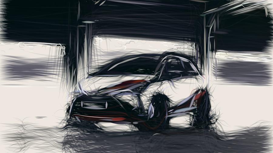 Toyota Yaris GRMN Drawing #3 Digital Art by CarsToon Concept