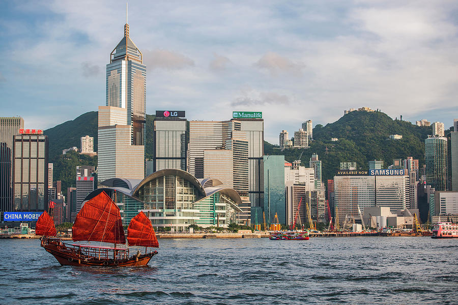 Traditional Junk Boat At Victoria Harbour In Hong Kong #2 Photograph by Cavan Images Traditional Junk Boat At Victoria Harbour In Hong Kong #2 Photograph by Cavan Images