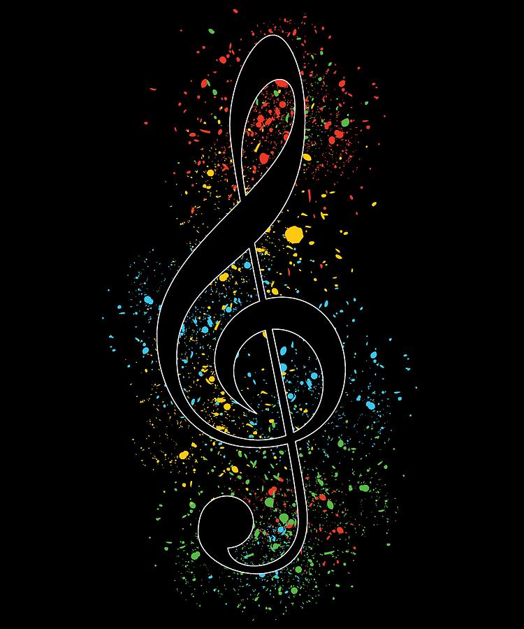 Treble Clef Paint Splatter Art Colorful Vibrant Digital Art by Phoxy Design