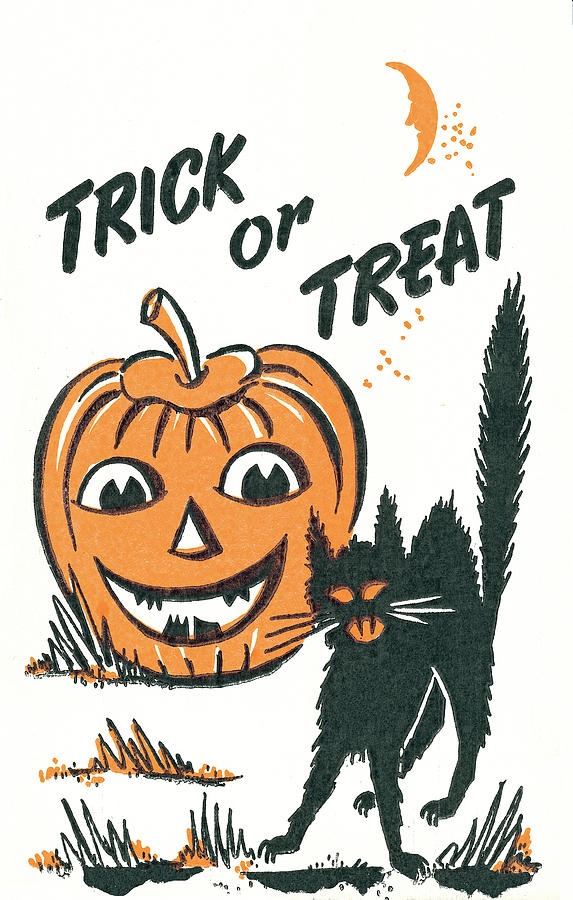 Halloween Drawing - Trick or treat #2 by CSA Images