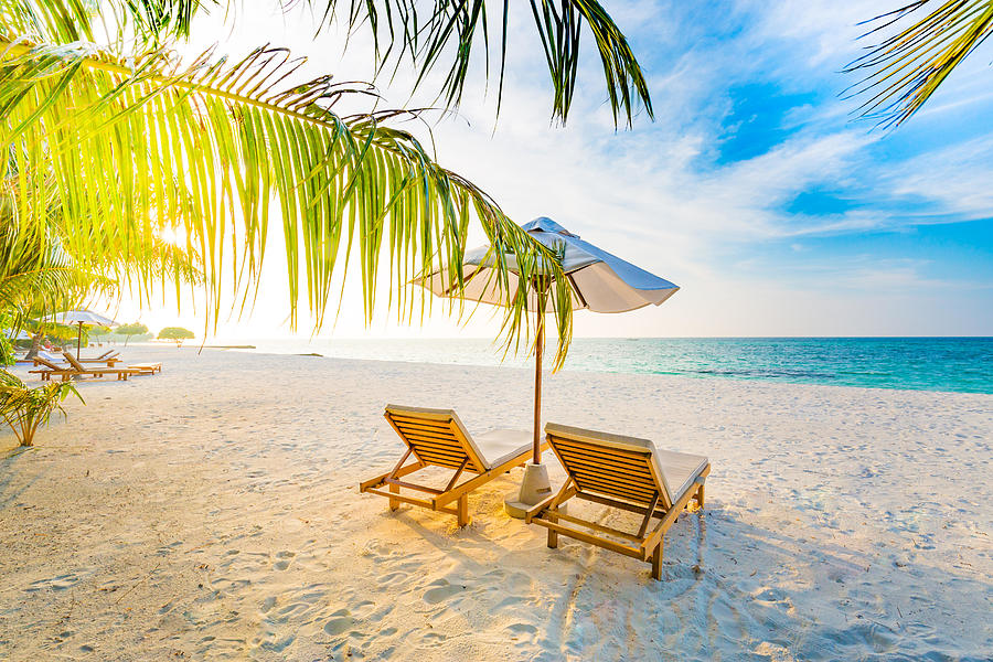 Tropical Beach Sunset Background Photograph by Levente Bodo - Fine Art ...