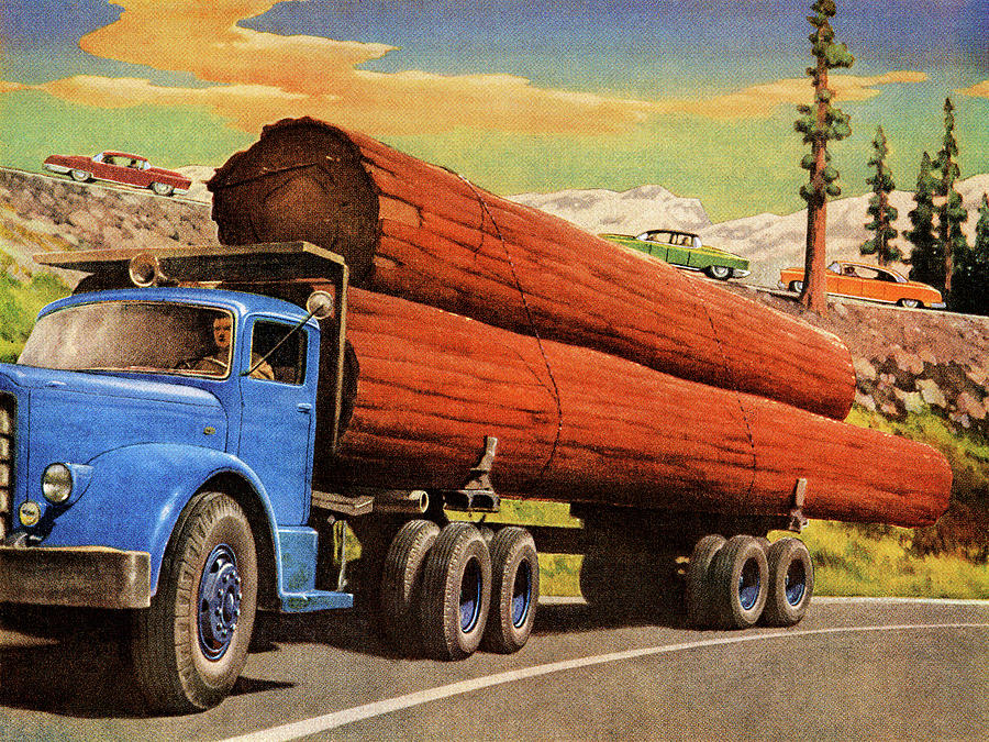 Nature Drawing - Truck Hauling Logs #2 by CSA Images