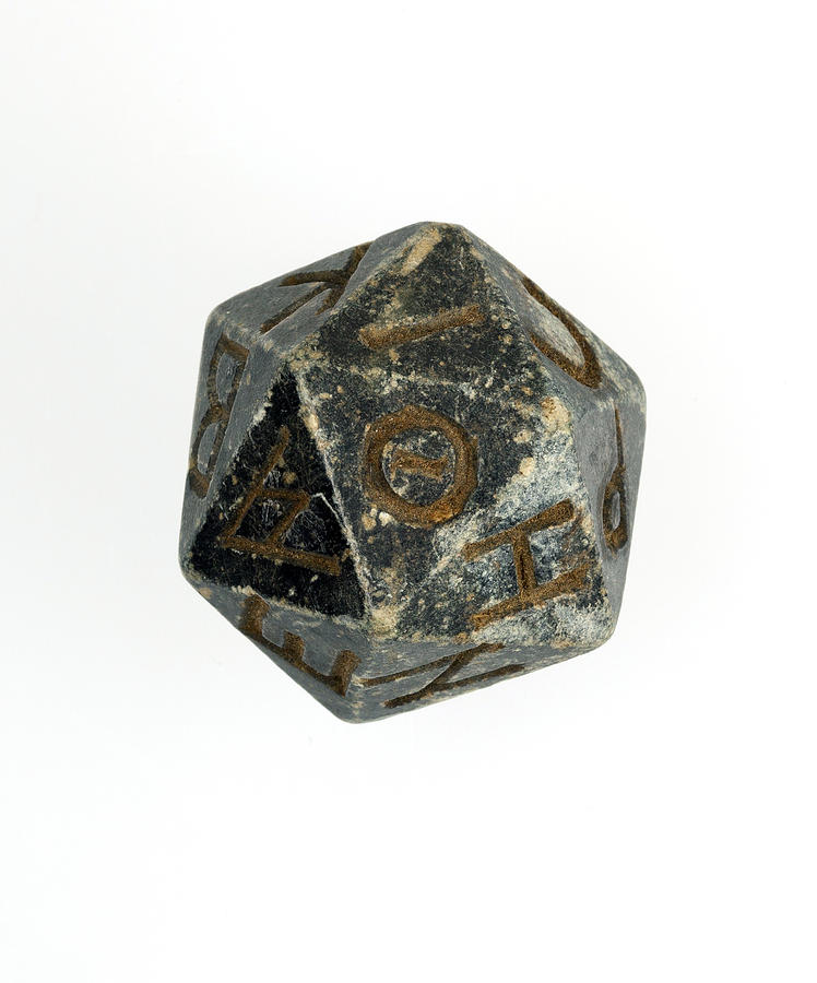 Twenty-sided Die Icosahedron With Greek #2 Photograph by Science Source