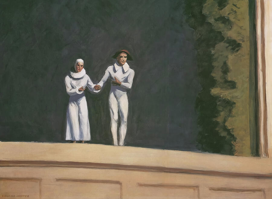 Edward Hopper Painting - Two Comedians by Edward Hopper