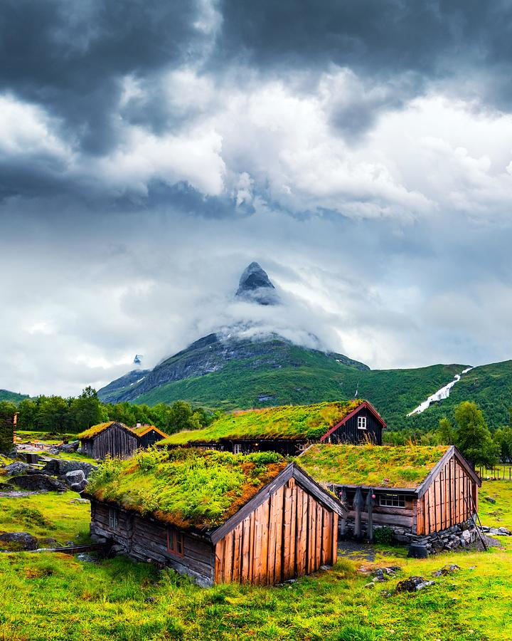 Nature Photograph - Typical Norwegian Old Wooden Houses #2 by Ivan Kmit