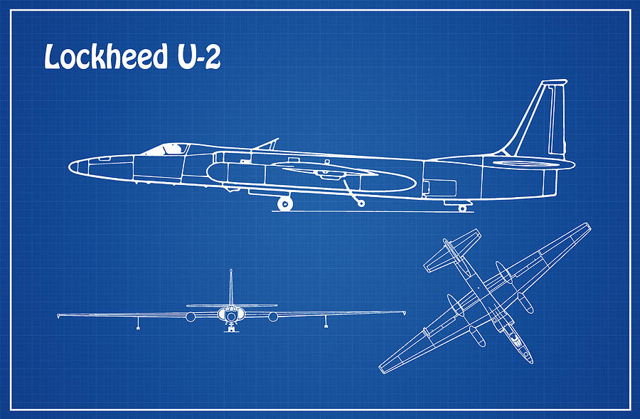 Transportation Drawing - Lockheed U-2 Dragon Lady - Airplane Blueprint Drawing Plans - AL by SP JE Art