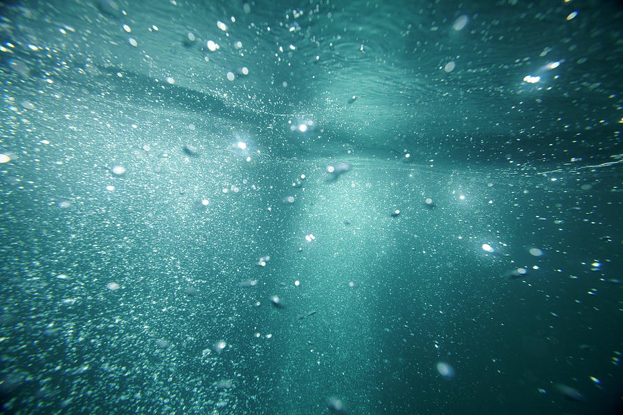 Underwater Bubbles Rising To Ocean Sea #2 Photograph by Lewis Mulatero