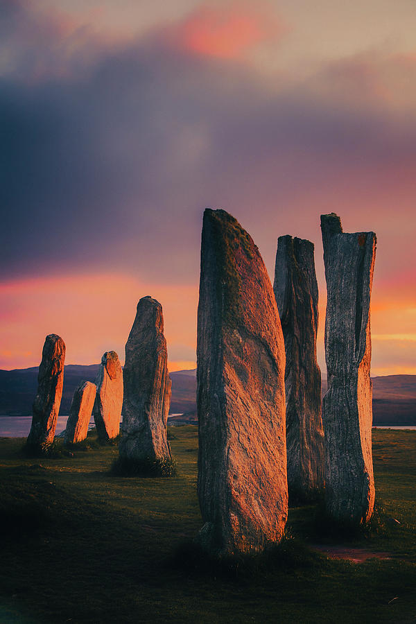 United Kingdom, Scotland, Great Britain, British Isles, Lewis And Harris, Iconic Callanish Stone Circle In The Outer Hebrides At Sunset #2 Digital Art by Maurizio Rellini