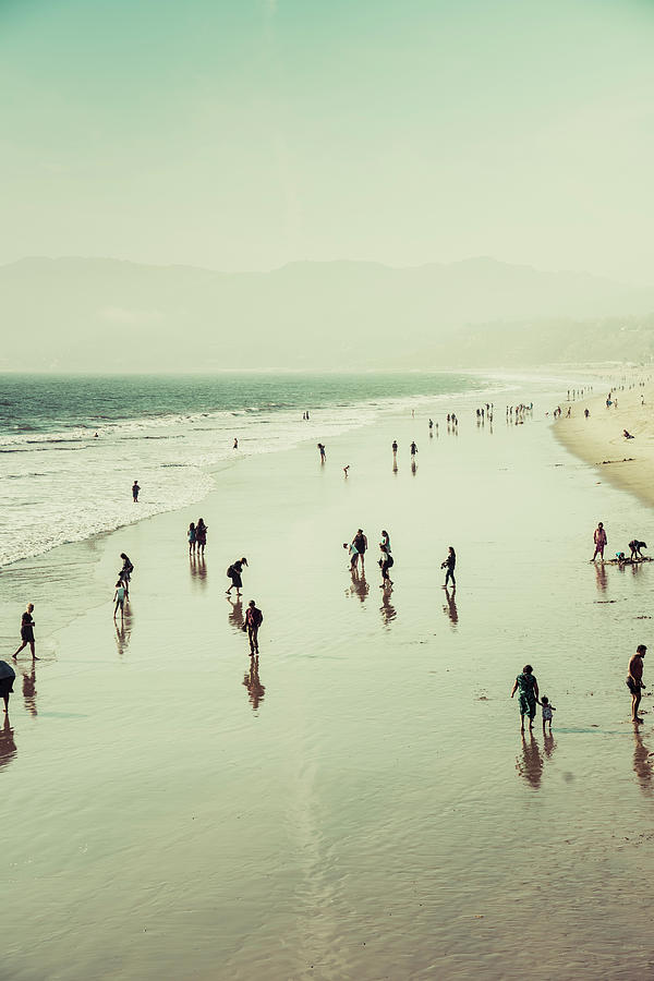 Usa, California, Los Angeles, Santa Monica, Pacific Ocean, Route 66, Santa Monica Beach On The Pacific Coast #2 Digital Art by Giovanni Simeone