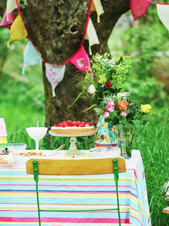 Various Fruit Cakes On Garden Table #2 Photograph by Hannah Kompanik