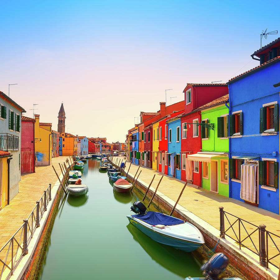 Burano, Canal and Boats Photograph by Stefano Orazzini