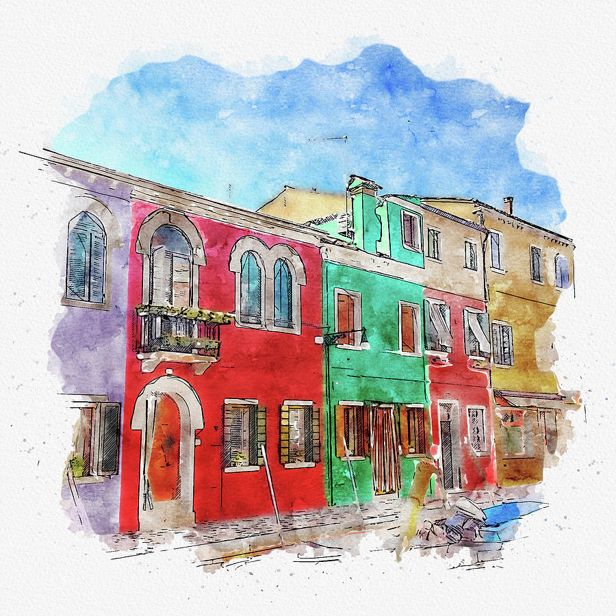 Venice #watercolor #sketch #venice #italy #2 Digital Art by TintoDesigns