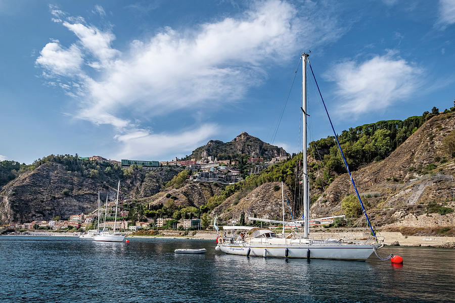 View From The Water To The Coast Of Taormina, Sicily, South Italy, Italy #2 Photograph by Arnt Haug